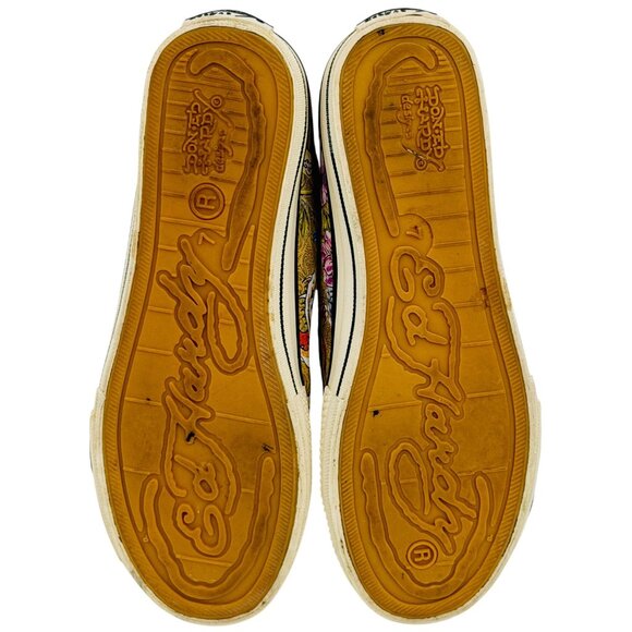 Vtg Y2K Ed Hardy Yellow Canvas Sneakers| McBling Grunge Sleaze Baddie Streetwear - Picture 7 of 16